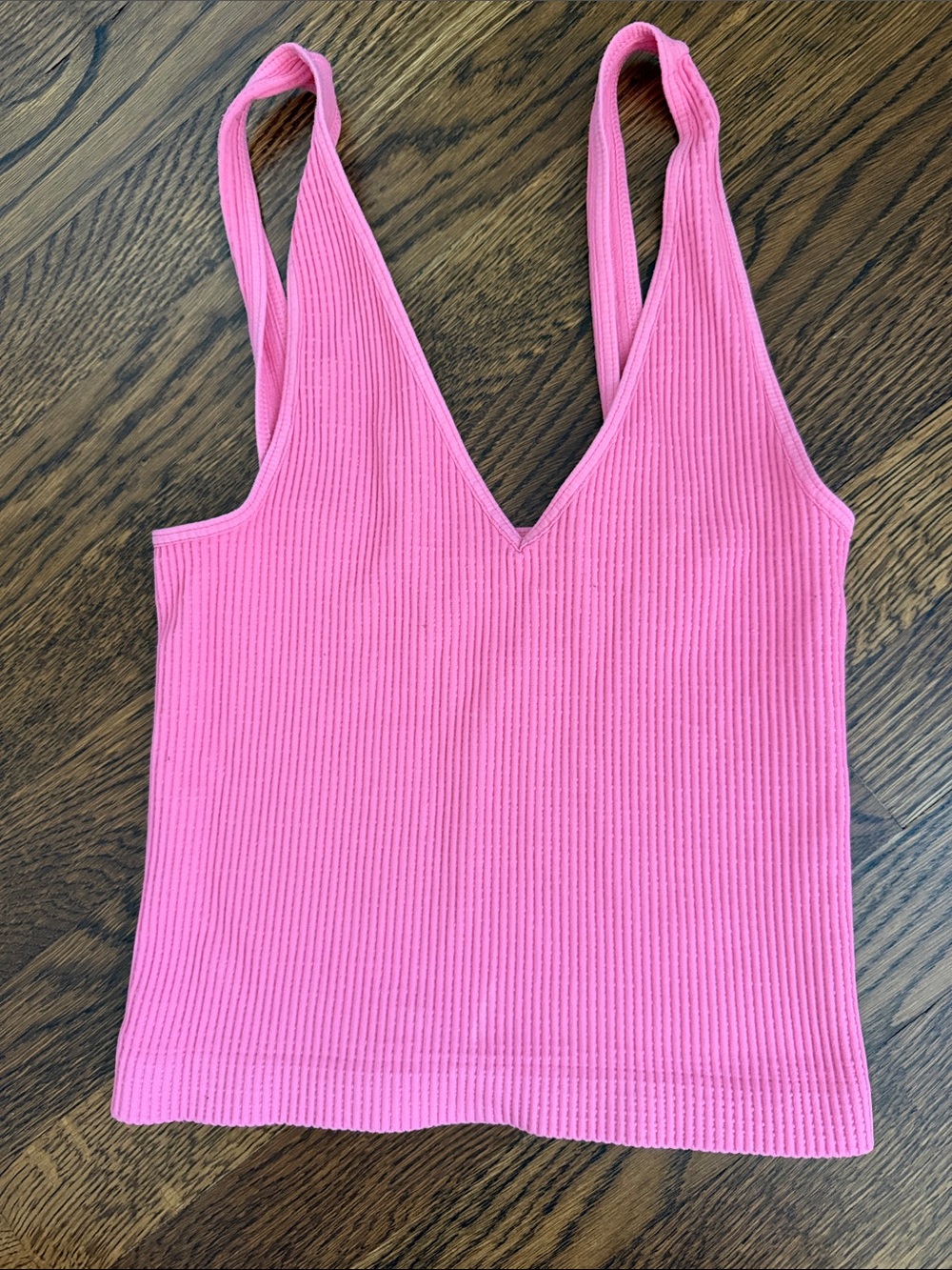 Island Gypsy Ribbed V-Neck Pink Tank Top for Women one size